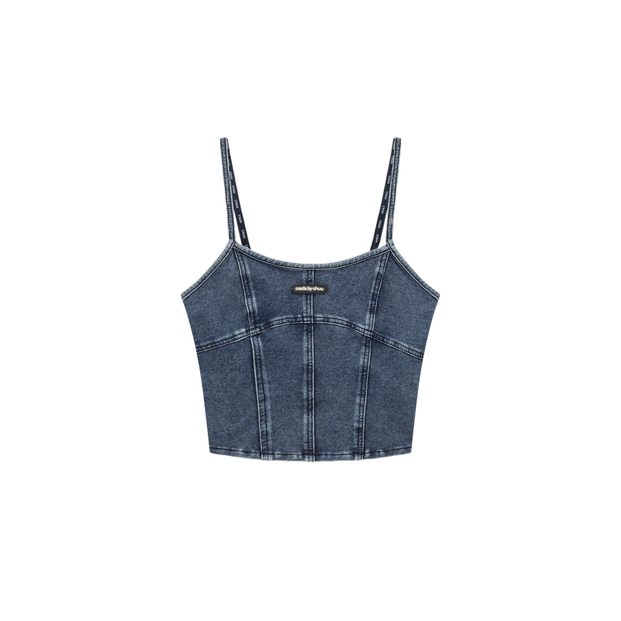 CHUU Vintage Denim Sleeveless Bustier Top