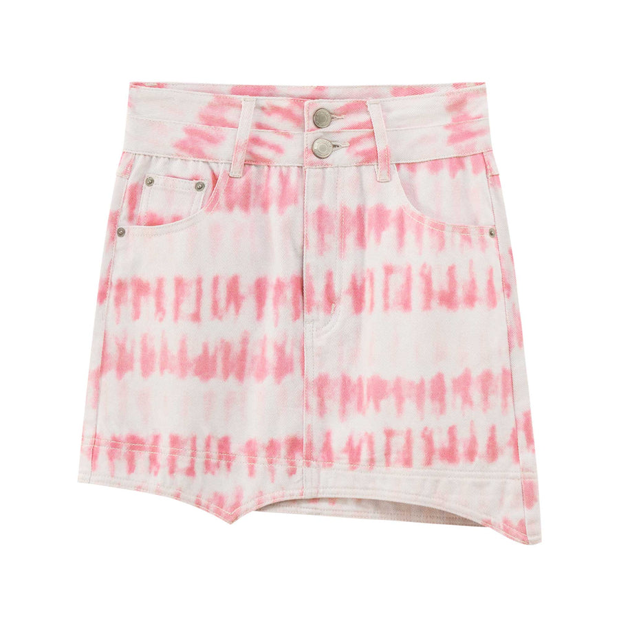 CHUU Printed Unbalanced Mini Skirt