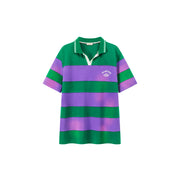 Open Collar Stripe Color T-Shirt