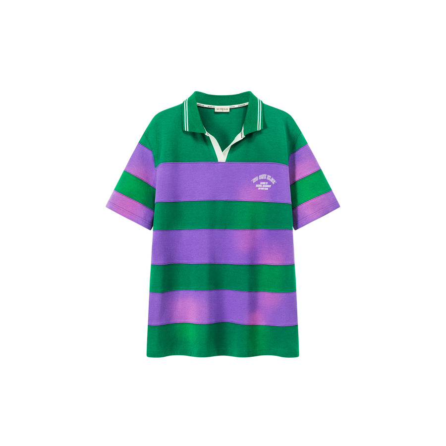 CHUU Open Collar Stripe Color T-Shirt