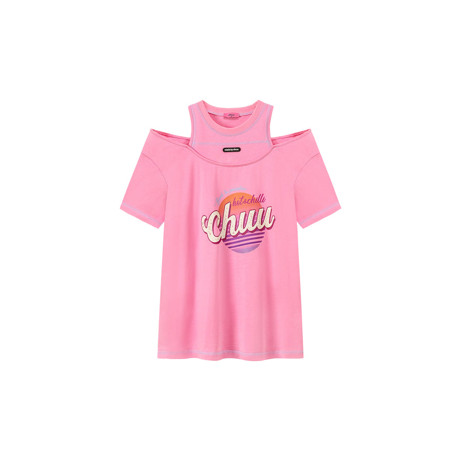 CHUU Hot And Chilli Off Shoulder Loose Fit T-Shirt