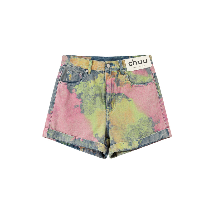 CHUU Colorful Printed Denim Shorts