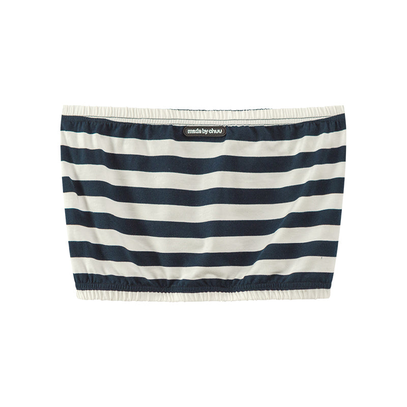 CHUU Stripes Frill Tube Top