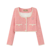 Pink Tweed Crop Jacket