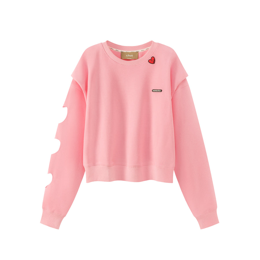 CHUU Heart Long-Sleeves Cutout Sweatshirt