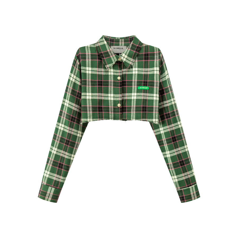 CHUU Scottish Check Cropped Shirt