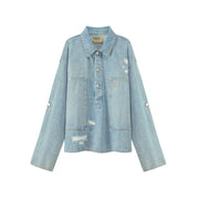 Loose Fit Washed Denim Shirt