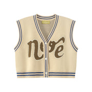 Lettering V-Neck Knit Vest