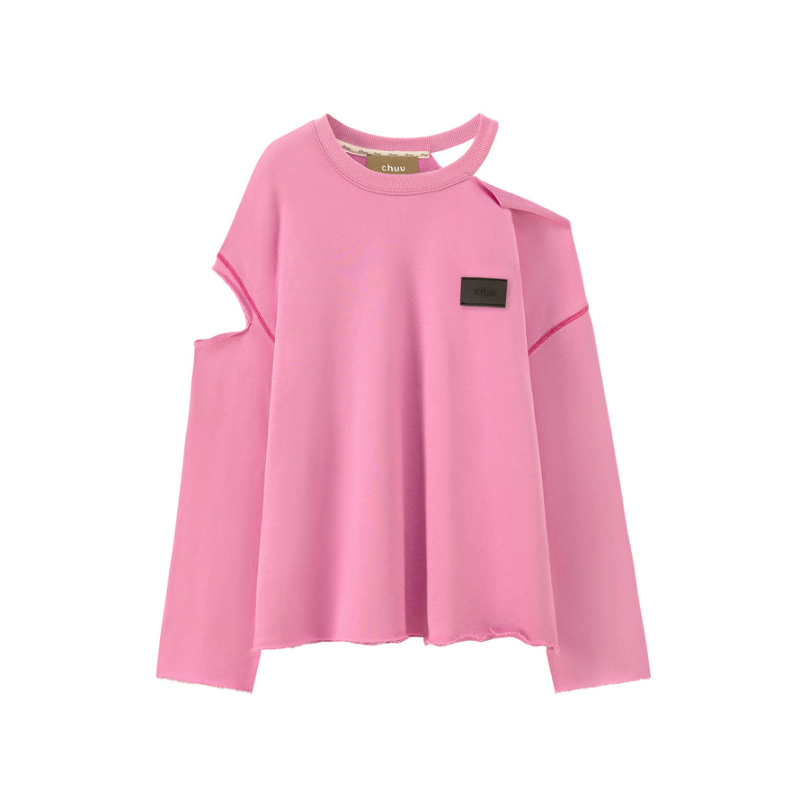 CHUU Dynamite Off Shoulder Loose Fit Long Sleeve Sweatshirt