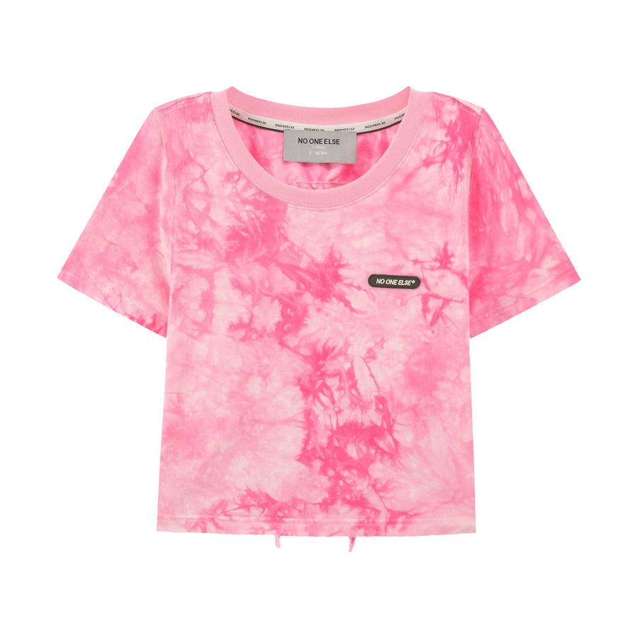 CHUU Open-Back Shirring Tie-Dye Crop Top