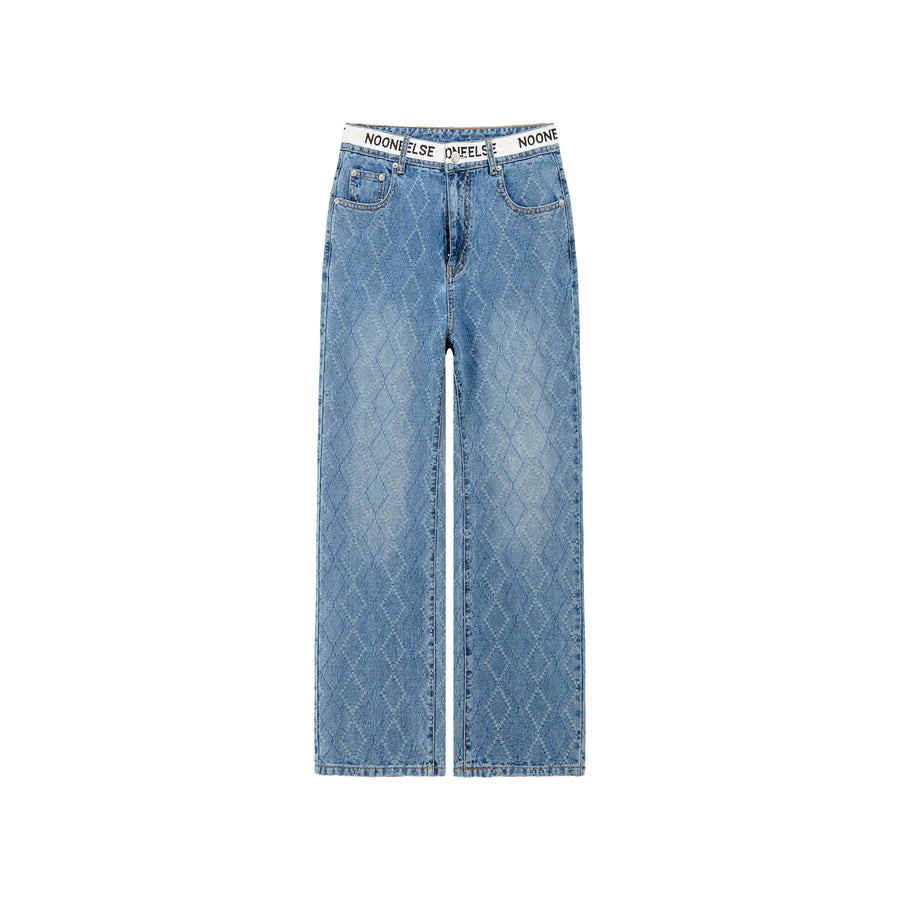 CHUU Argyle Single Straight Denim Pants