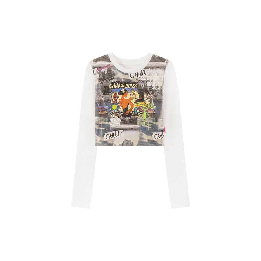 CHUU Art Contrast Cropped T-Shirt