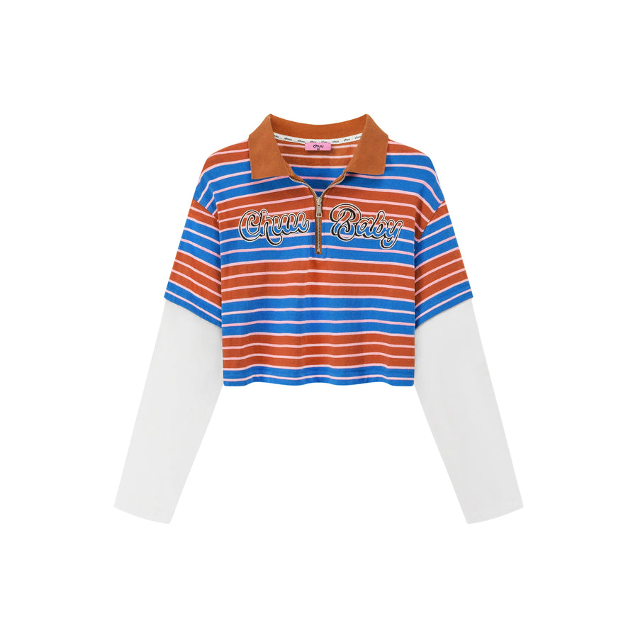 CHUU Only Upwards Color Stripe Crop T-Shirt