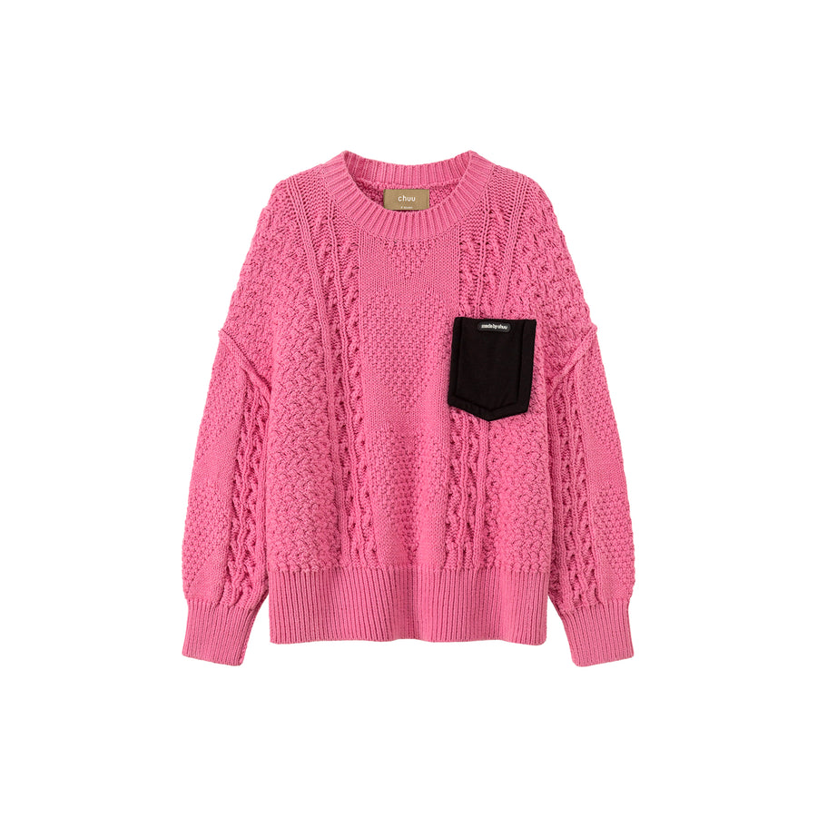 CHUU Unbreakable Heart Pocket Loose Fit Knit Top