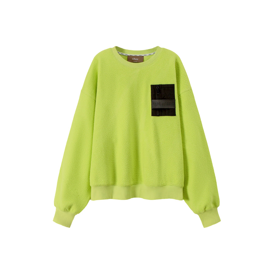 CHUU Pocket Full Of Sunshine Fleece Sweatshirt