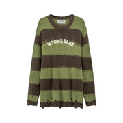 Green Striped Knit Sweatshirt