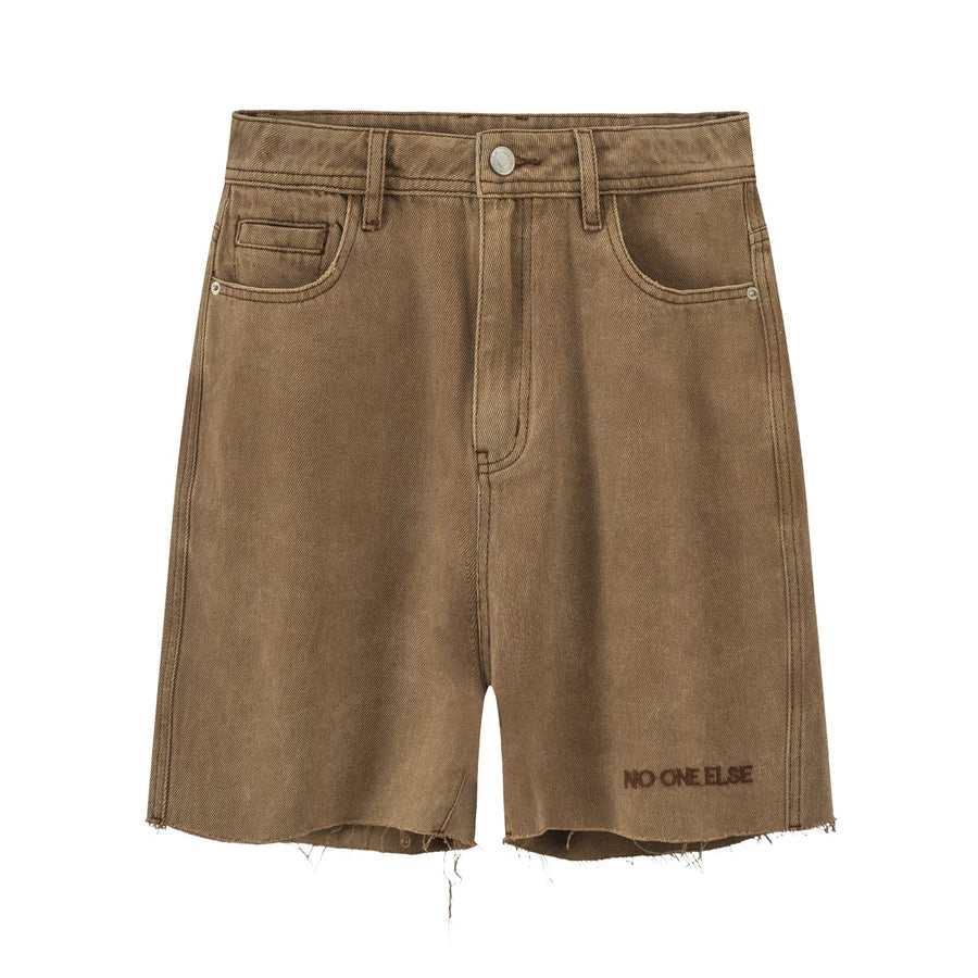 CHUU Raw Hem Wide Bermuda Shorts