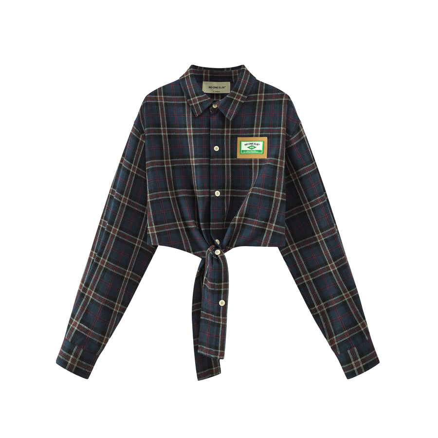 CHUU Check String Loose Fit Shirt