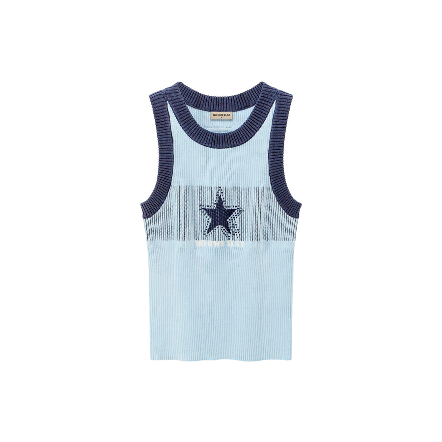 CHUU Noe Star Knit Sleeveless Top