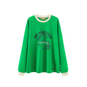 Lettering Print Long Sleeve Round Neck T-Shirt