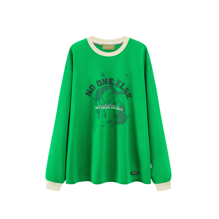 CHUU Lettering Print Long Sleeve Round Neck T-Shirt