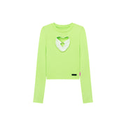 2-Layers Heart Cutout Long-Sleeved Top