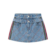 Argyle Line Denim Mini Skirt