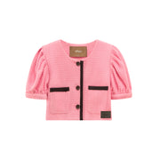 Puff Sleeve Coco Tweet Crop Jacket