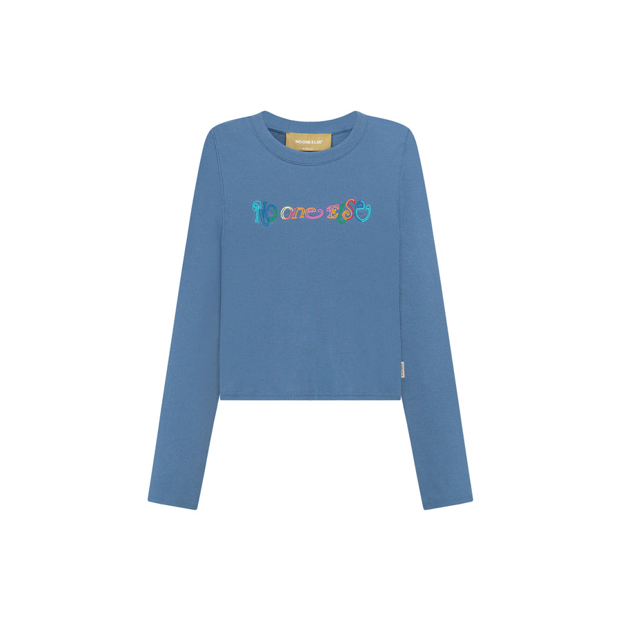 CHUU Color Embroidered Cropped T-Shirt