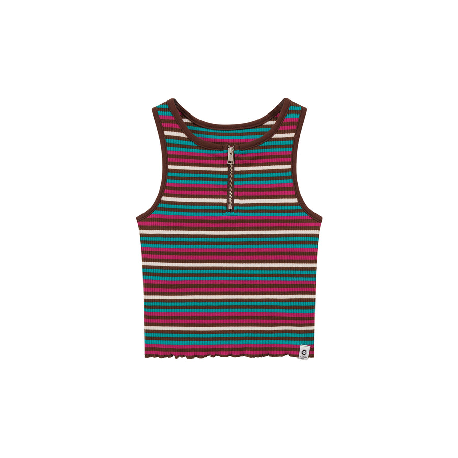 CHUU Half Zip-Up Striped Sleeveless Top