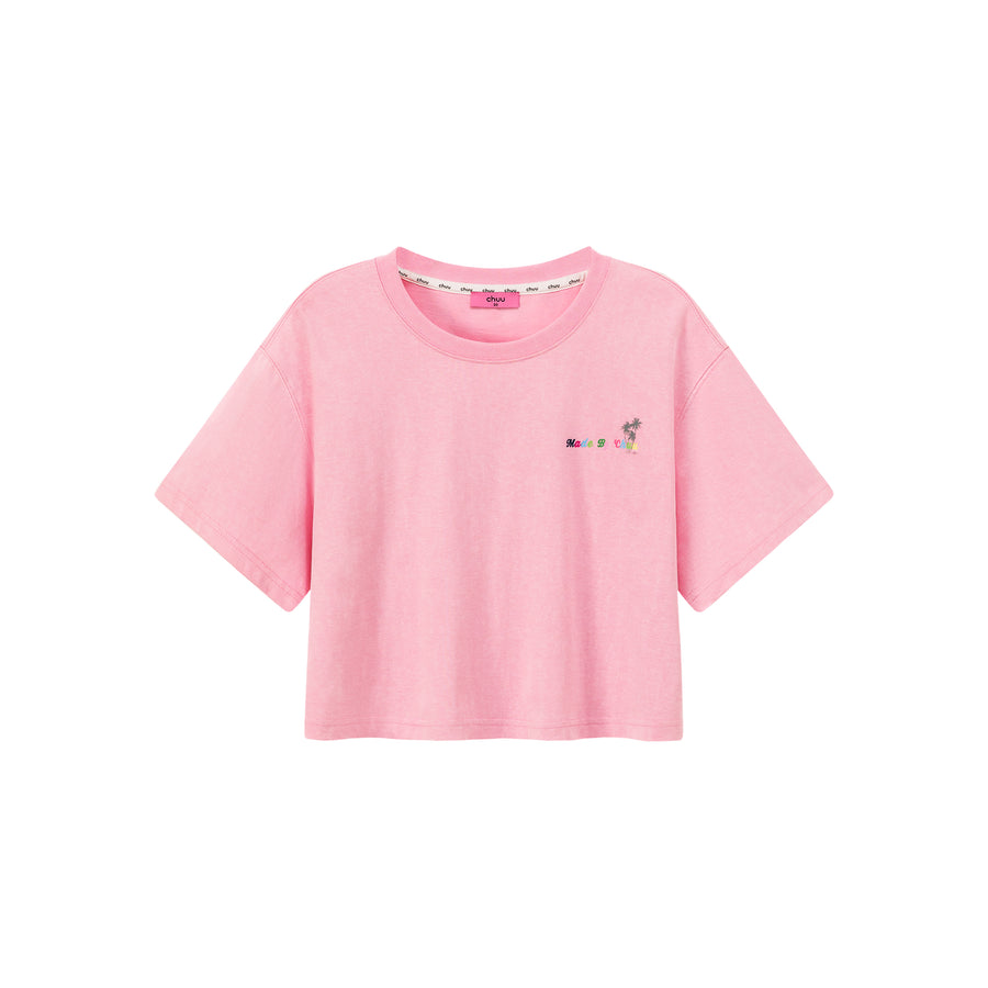 CHUU Colored By Chuu Printed Logo Cropped T-Shirt