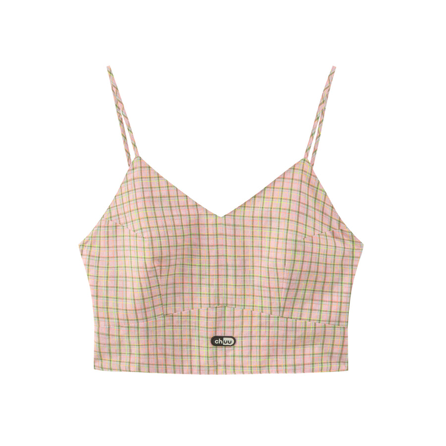 CHUU Lovely Check Cami Top