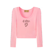 I Love Chuu Round Neck Puff Sleeve T-Shirt