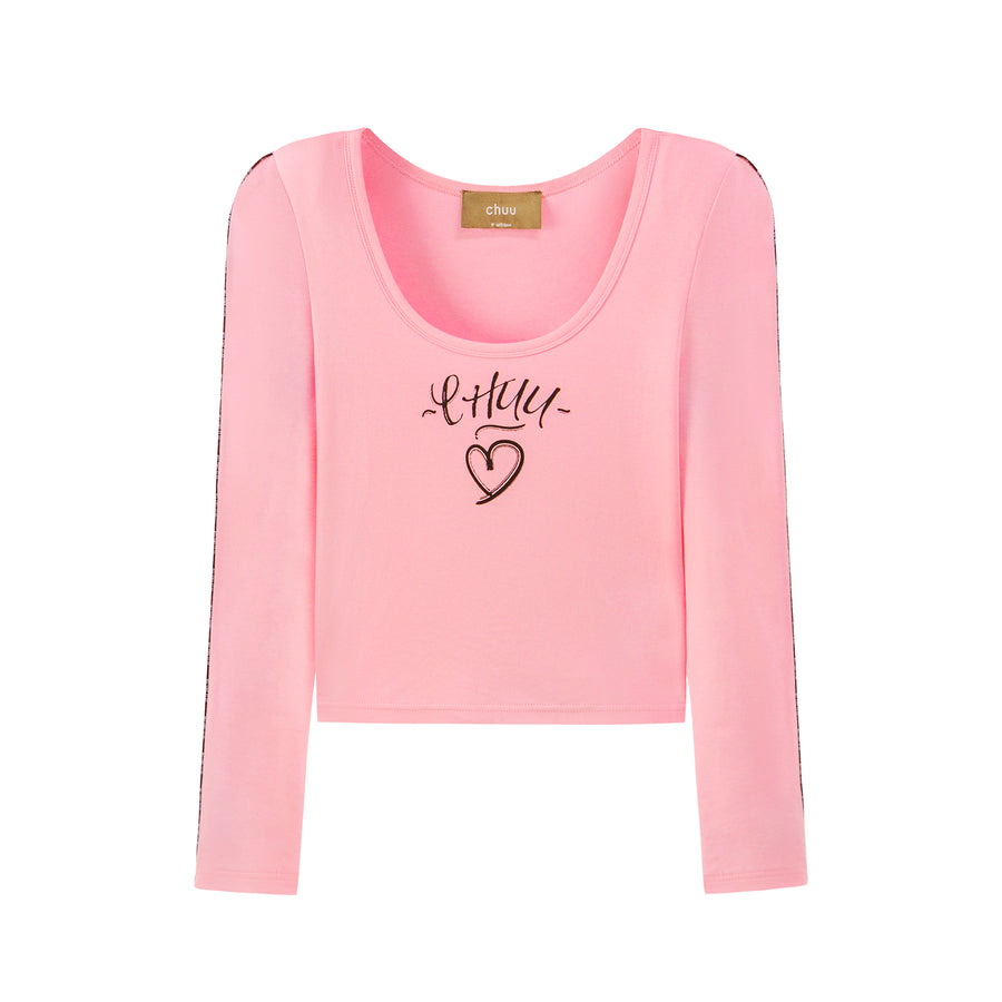 CHUU I Love Chuu Round Neck Puff Sleeve T-Shirt