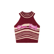 Say My Name Striped Knit Sleeveless Top