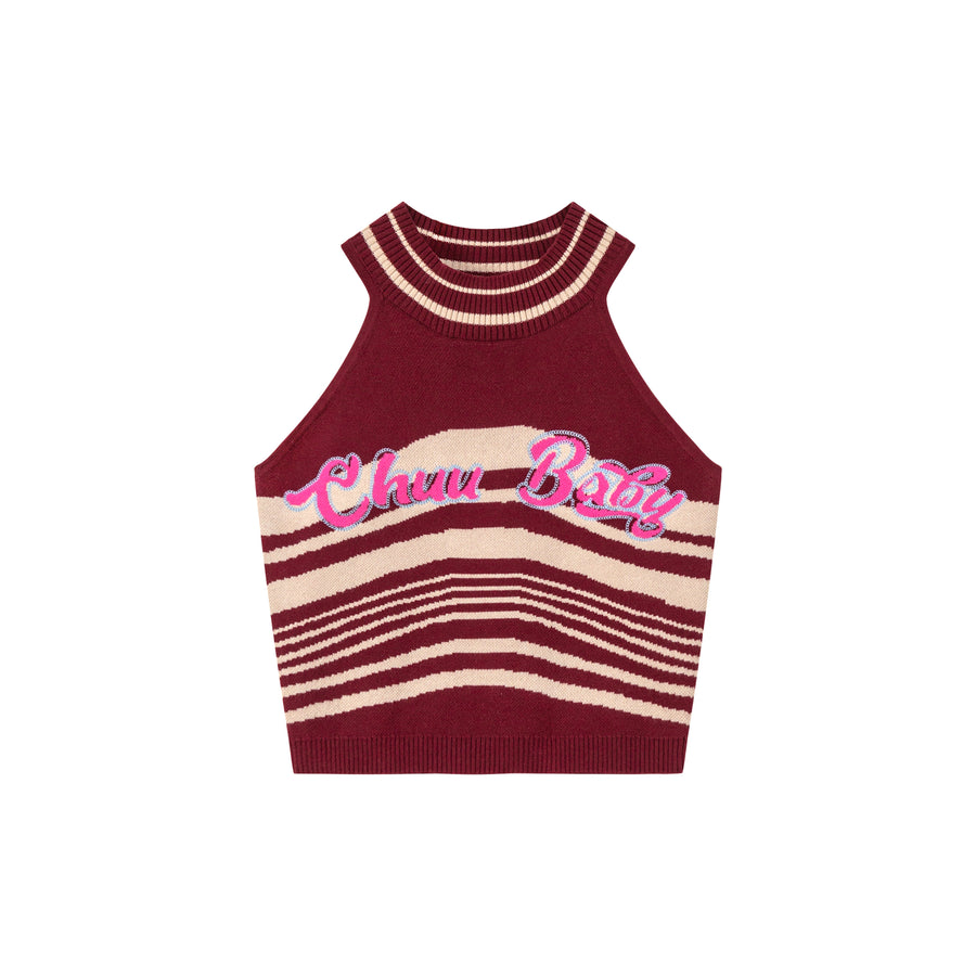 CHUU Say My Name Striped Knit Sleeveless Top