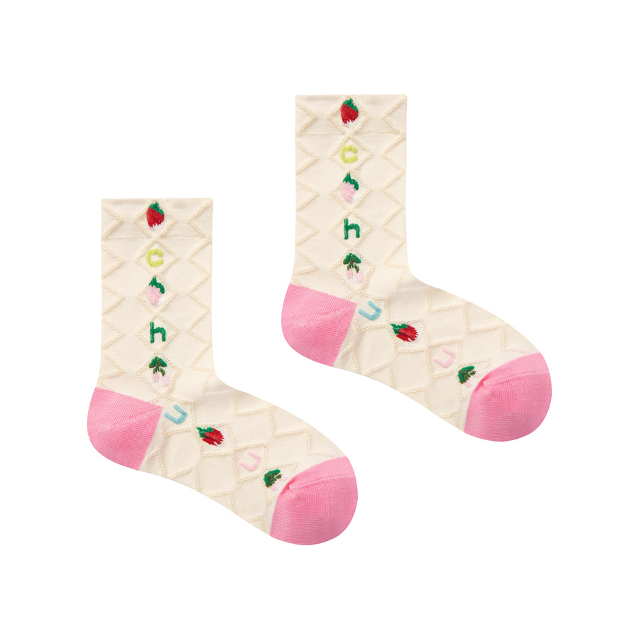 CHUU Lovely Fruit And Frog Ankle Socks