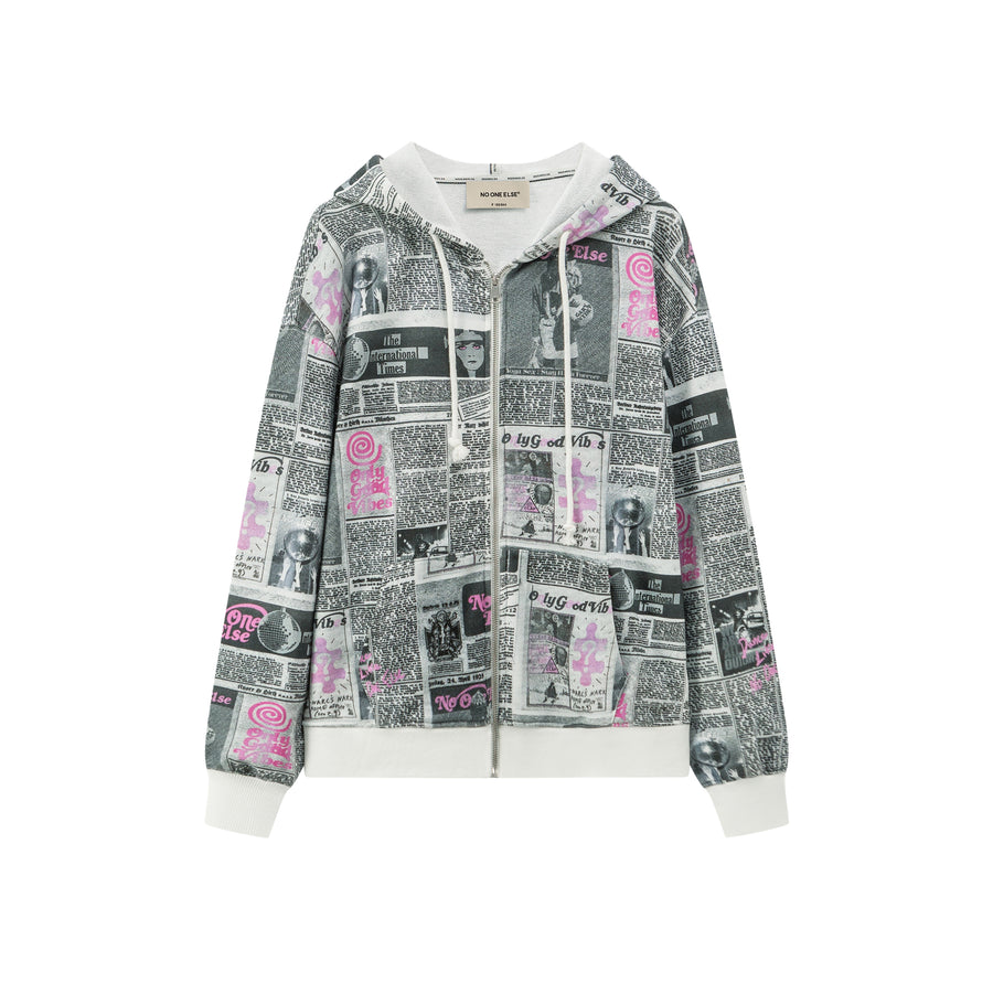 CHUU Vintage Newspaper Hoodie