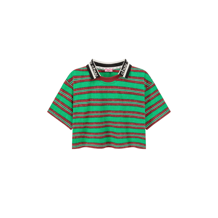 CHUU Striped Cropped T-Shirt