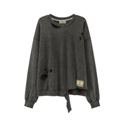 Unbalanced Distressed Long Sleeve Sweater