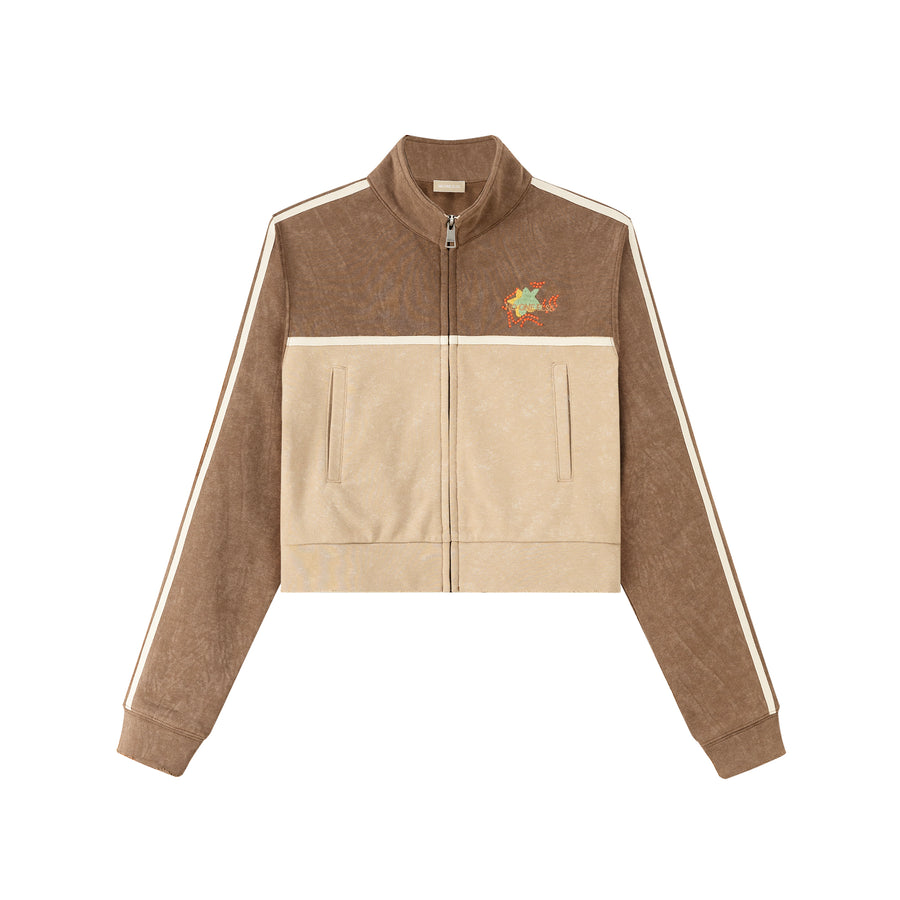 CHUU High Neck Crop Zip-Up