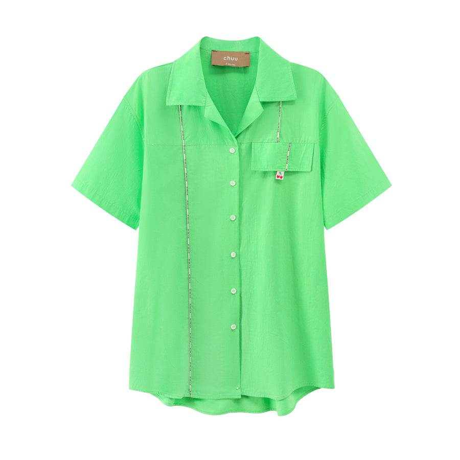 CHUU Cherry Detail Short Sleeve Loosefit Shirt