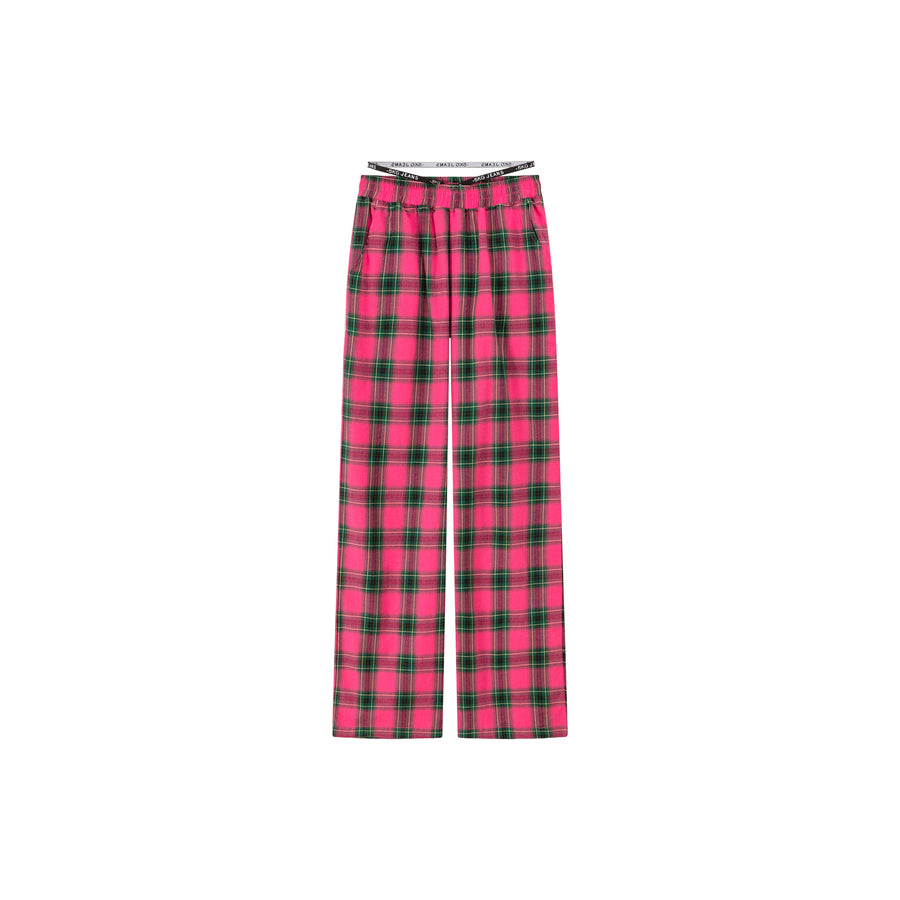 CHUU Check Wide Pants