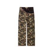 Stitched Camouflage Straight Denim Pants