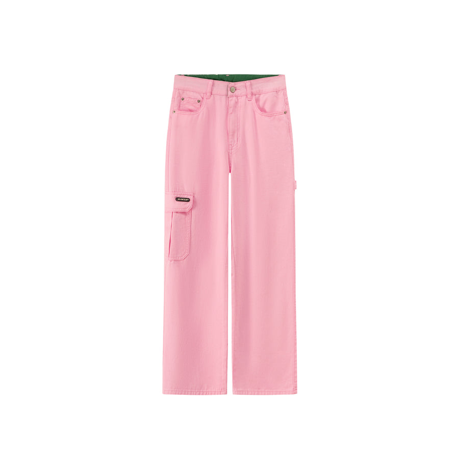 CHUU Side Strap Straight Wide Pants