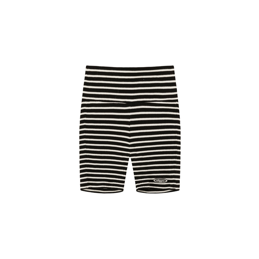 CHUU Striped Ribbed Biker Shorts