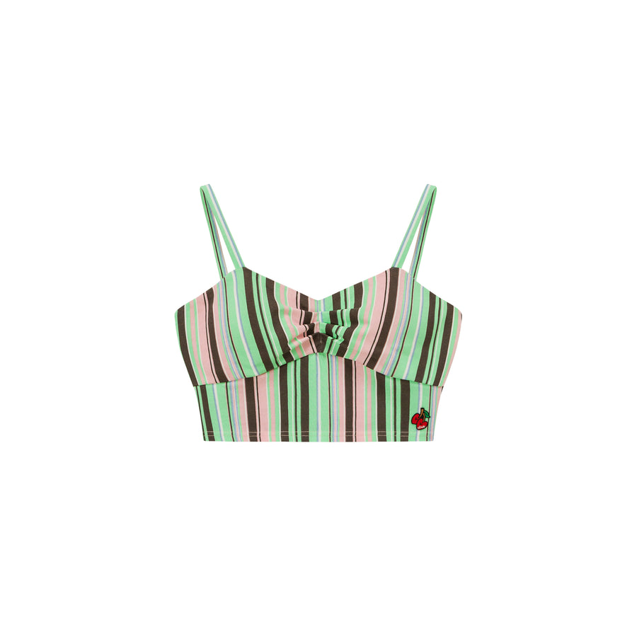 CHUU Products Rainbow Stripes Contrast Bustier Top