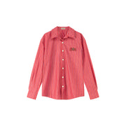 Star Logo Vertical Stripe Loose Fit Shirt