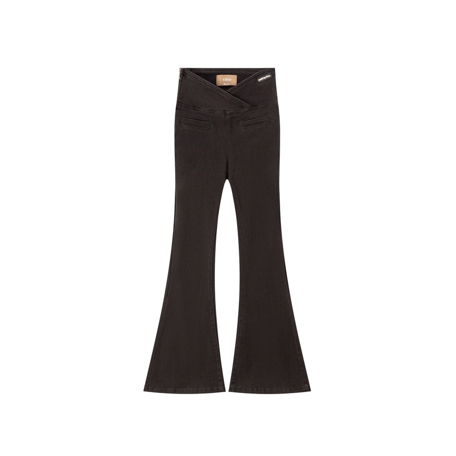 CHUU Cross Front High-Waist Flared Jeans