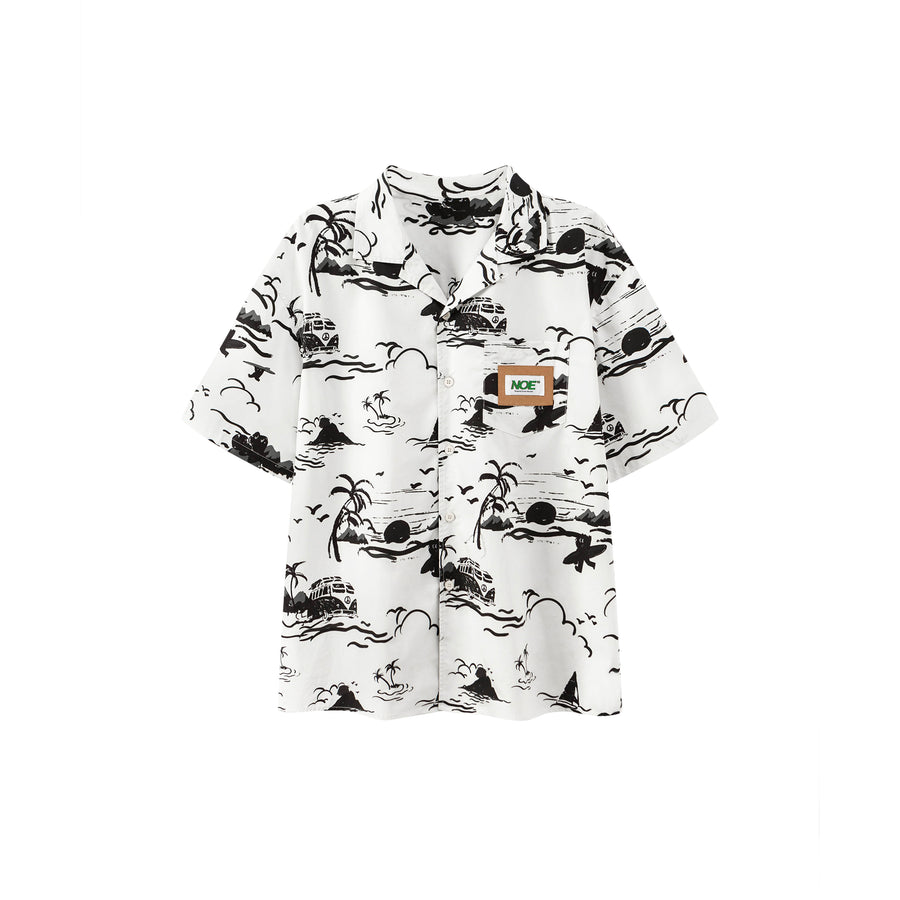 CHUU Beach Print Short-Sleeved Shirt